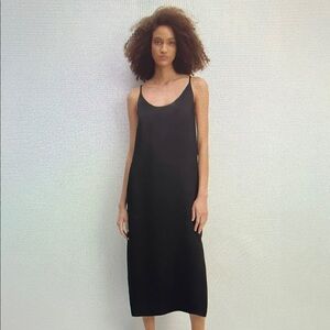 Everlane The Ultimate Slip Midi Dress in Black Size 8